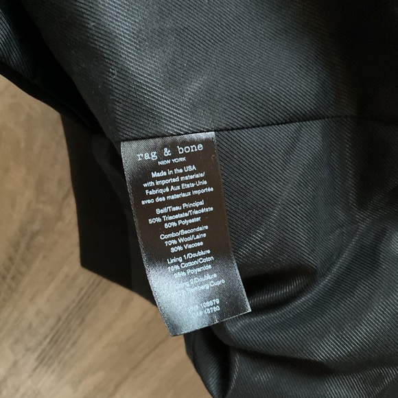 Black Blazer Tuxedo Jacket Slim Fit Ribbon Trim Detailing Sz 6 Rag & Bone Rylie - Picture 5 of 5